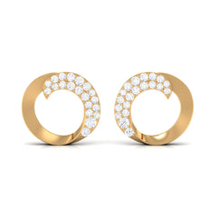 Certified Natural Diamond Circle Earrings with Screw Back