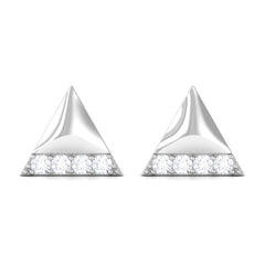 Round Cut Real Diamond Triangle Stud Earrings