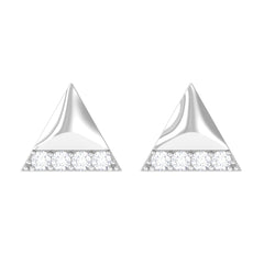 Round Cut Real Diamond Triangle Stud Earrings