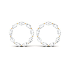 Natural Marquise Diamond Circle Earrings Studs with Screw Back