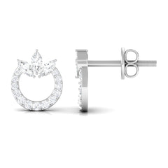 Natural Diamond Circle Stud Earrings with Certificate