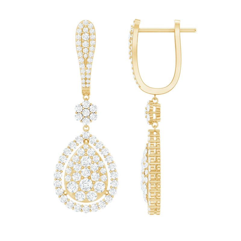 Certified Moissanite Bridal Drop Earrings For Wedding