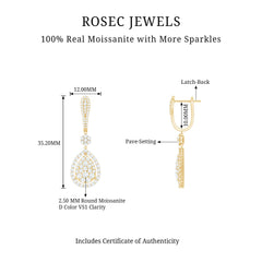 Certified Moissanite Bridal Drop Earrings For Wedding