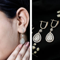 Certified Moissanite Bridal Drop Earrings For Wedding