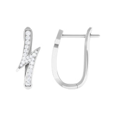 Natural Diamond Lightning Bolt Earrings with Latch Back