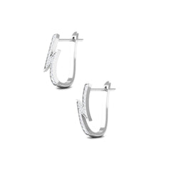 Natural Diamond Lightning Bolt Earrings with Latch Back