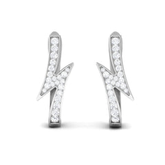 Natural Diamond Lightning Bolt Earrings with Latch Back