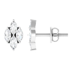Marquise Cut Real Diamond Cluster Stud Earrings