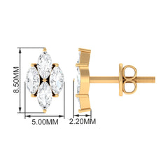 Marquise Cut Real Diamond Cluster Stud Earrings