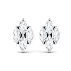 Marquise Cut Real Diamond Cluster Stud Earrings