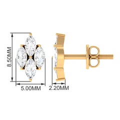 Marquise Cut Real Diamond Cluster Stud Earrings