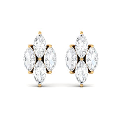 Marquise Cut Real Diamond Cluster Stud Earrings