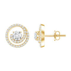 Certified Moissanite Swirl Earrings with Screw Back