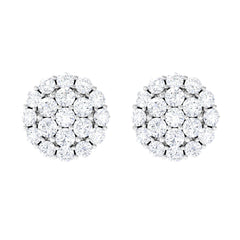 Certified Real Diamond Cluster Stud Earrings