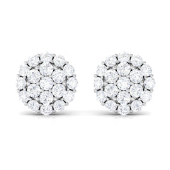 Certified Real Diamond Cluster Stud Earrings