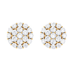 Certified Real Diamond Cluster Stud Earrings