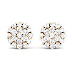Certified Real Diamond Cluster Stud Earrings