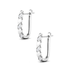 Minimal Diamond J Hoop Earrings with Latch Back