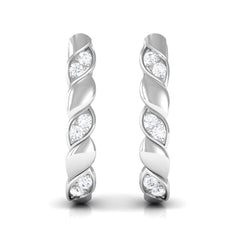 Minimal Diamond J Hoop Earrings with Latch Back