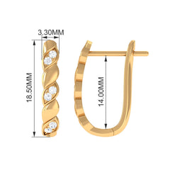 Minimal Diamond J Hoop Earrings with Latch Back
