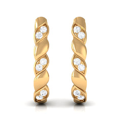 Minimal Diamond J Hoop Earrings with Latch Back