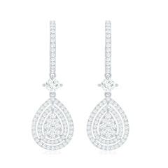 Certified Moissanite Teardrop Hoop Earrings for Women