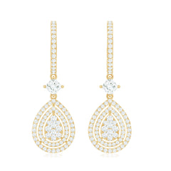 Certified Moissanite Teardrop Hoop Earrings for Women