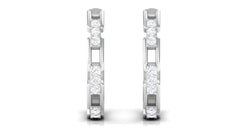 Natural Diamond Half Hoop Earrings with Screw Back