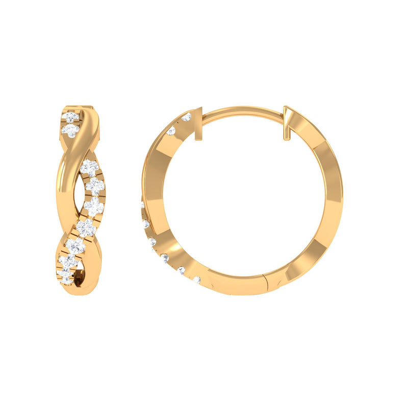 Natural Diamond Hoop Earrings in Infinity Style