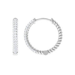 Classic Diamond Hinged Hoop Earrings with Certificate