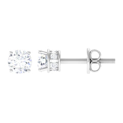 Prong Set Round Diamond Solitaire Stud Earrings