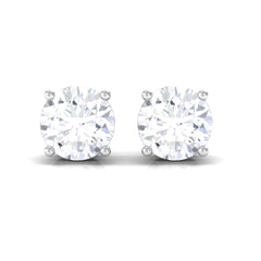 Prong Set Round Diamond Solitaire Stud Earrings