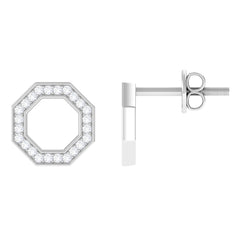 Certified Real Diamond Geometric Earrings with Screw Back