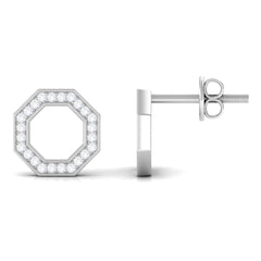 Certified Real Diamond Geometric Earrings with Screw Back
