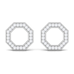 Certified Real Diamond Geometric Earrings with Screw Back