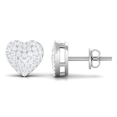 Natural Diamond Heart Earrings with Screw Back