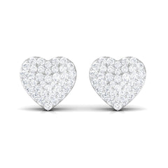 Natural Diamond Heart Earrings with Screw Back