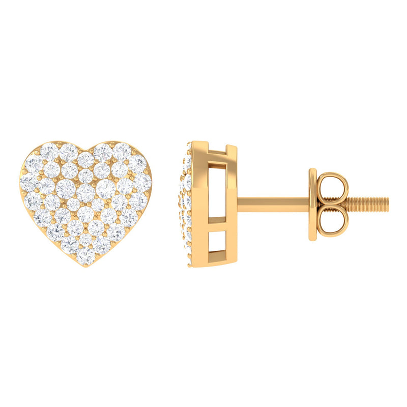 Natural Diamond Heart Earrings with Screw Back