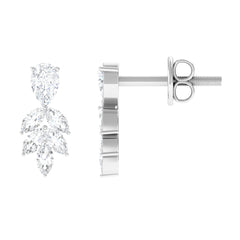 Real Pear and Marquise Shape Diamond Stud Earrings
