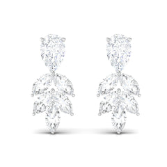 Real Pear and Marquise Shape Diamond Stud Earrings
