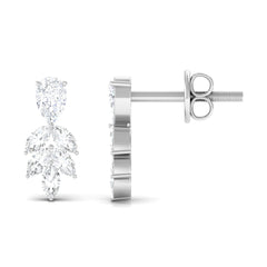 Real Pear and Marquise Shape Diamond Stud Earrings