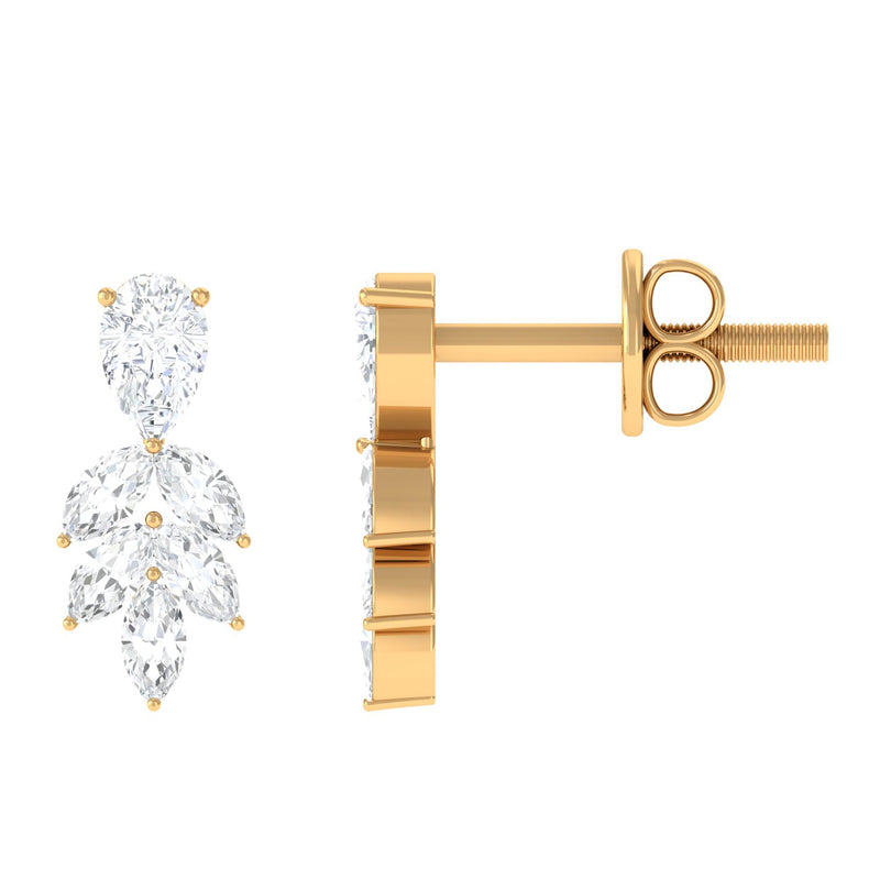 Real Pear and Marquise Shape Diamond Stud Earrings