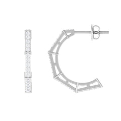 1/2 CT Pave Set Diamond Half Hoop Earrings