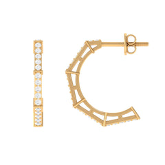 1/2 CT Pave Set Diamond Half Hoop Earrings