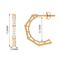 1/2 CT Pave Set Diamond Half Hoop Earrings
