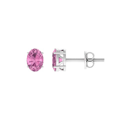 2 CT Oval Cut Pink Tourmaline Solitaire Stud Earrings