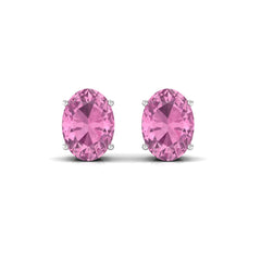 2 CT Oval Cut Pink Tourmaline Solitaire Stud Earrings
