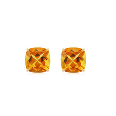 4.5 CT Cushion Cut Citrine Solitaire Stud Earrings