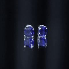 3 CT Lab Grown Blue Sapphire Solitaire Stud Earring With Certificate