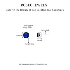 3 CT Lab Grown Blue Sapphire Solitaire Stud Earring With Certificate